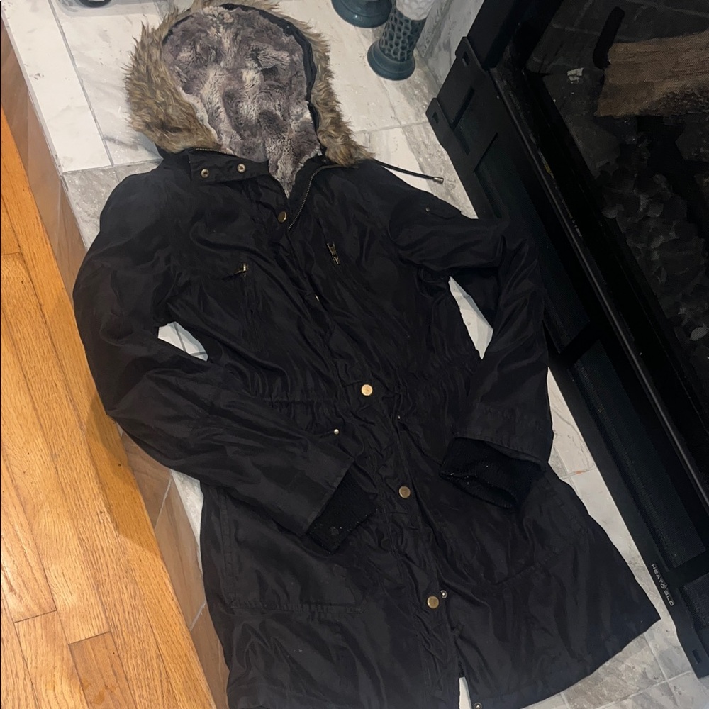 a.n.a Black and Gray Fur-Lined Jacket